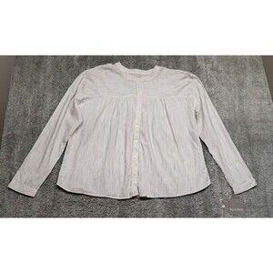 New Falls Creek Striped Babydoll Shirt Womens Large Button Up Long Sleeves Top